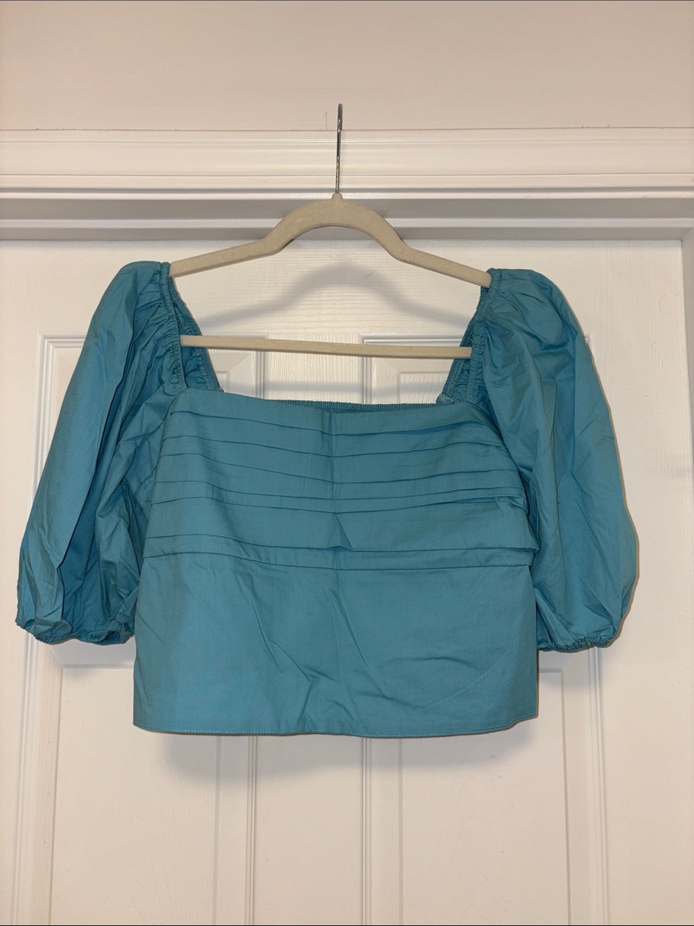 Abercrombie & Fitch Teal Puff Sleeve Square Neck Top